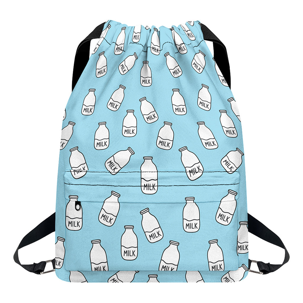 Milk Bottle Cartoon Pattern Print Drawstring Backpack