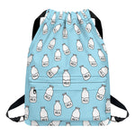Milk Bottle Cartoon Pattern Print Drawstring Backpack