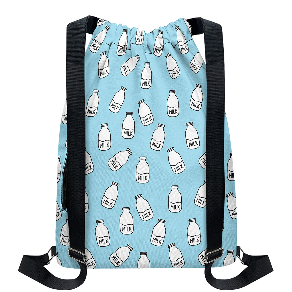 Milk Bottle Cartoon Pattern Print Drawstring Backpack