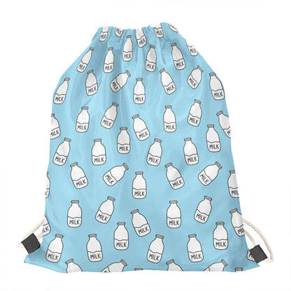 Milk Bottle Cartoon Pattern Print Drawstring Bag