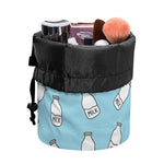 Milk Bottle Cartoon Pattern Print Drawstring Makeup Bag