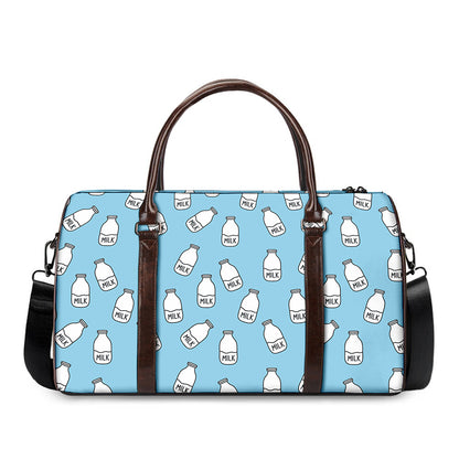 Milk Bottle Cartoon Pattern Print Duffle Bag