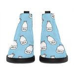 Milk Bottle Cartoon Pattern Print Flat Ankle Boots