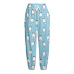 Milk Bottle Cartoon Pattern Print Fleece Lined Knit Pants