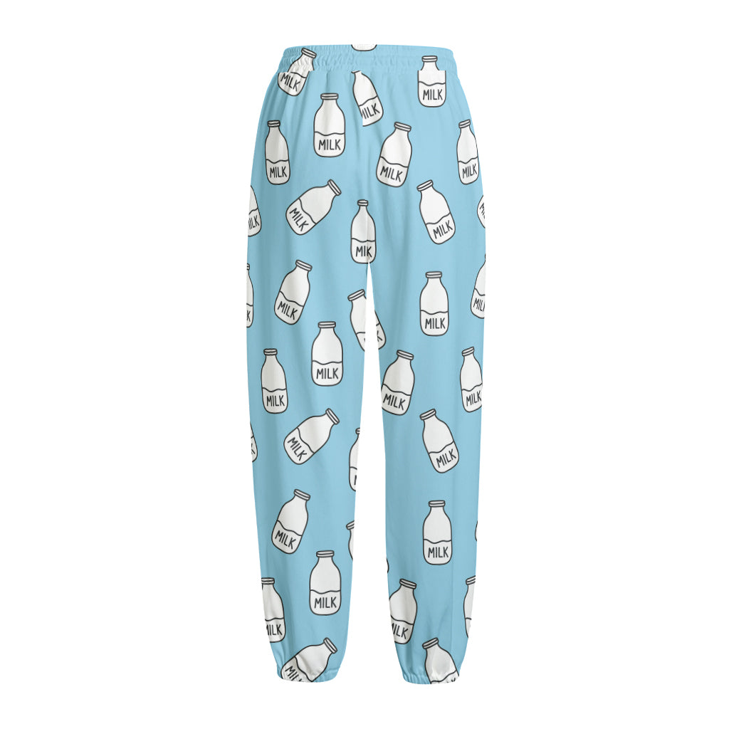 Milk Bottle Cartoon Pattern Print Fleece Lined Knit Pants