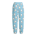 Milk Bottle Cartoon Pattern Print Fleece Lined Knit Pants