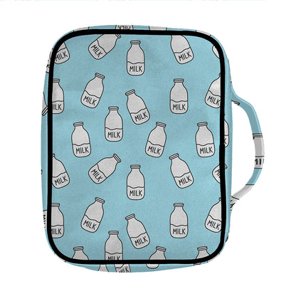 Milk Bottle Cartoon Pattern Print Front Pocket Bible Bag