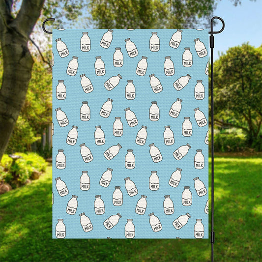 Milk Bottle Cartoon Pattern Print Garden Flag