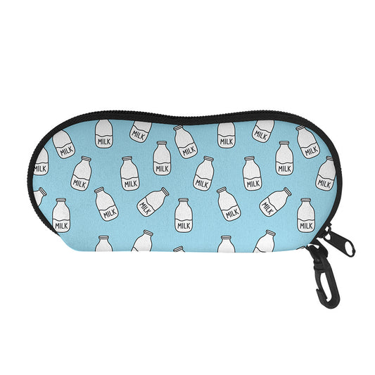 Milk Bottle Cartoon Pattern Print Glasses Case