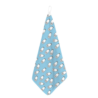 Milk Bottle Cartoon Pattern Print Hand Towel