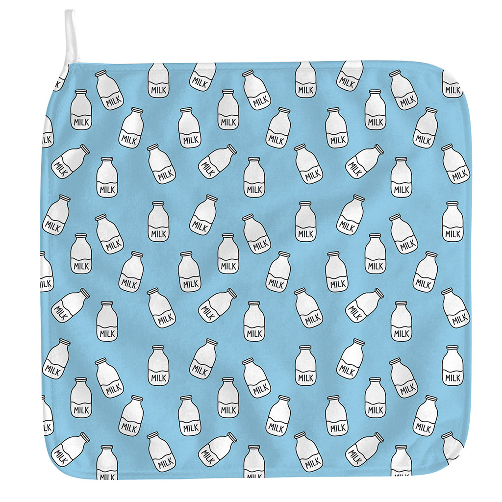 Milk Bottle Cartoon Pattern Print Hand Towel