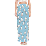 Milk Bottle Cartoon Pattern Print High Slit Maxi Skirt