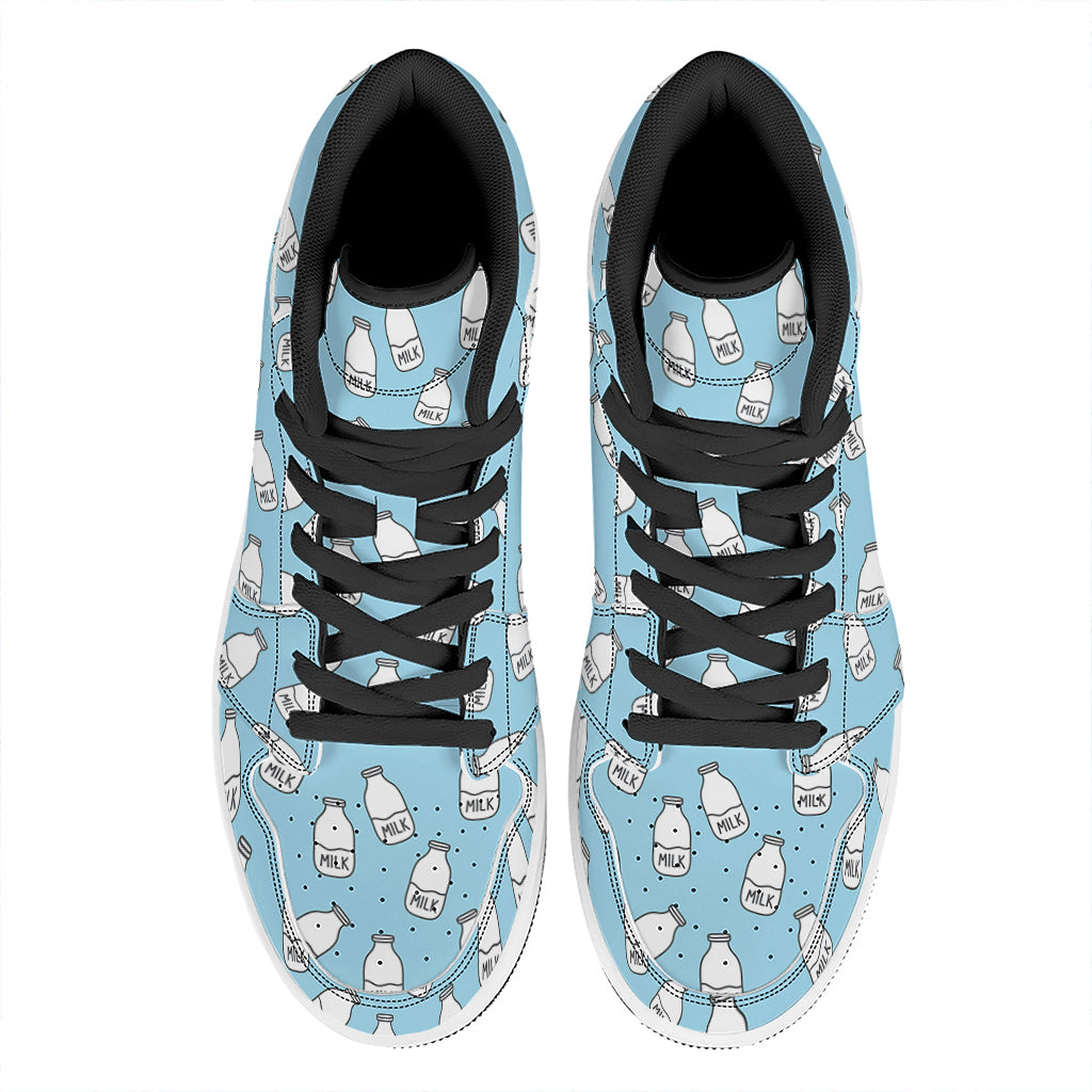 Milk Bottle Cartoon Pattern Print High Top Leather Sneakers