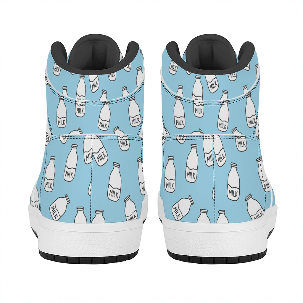 Milk Bottle Cartoon Pattern Print High Top Leather Sneakers