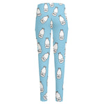Milk Bottle Cartoon Pattern Print High-Waisted Pocket Leggings