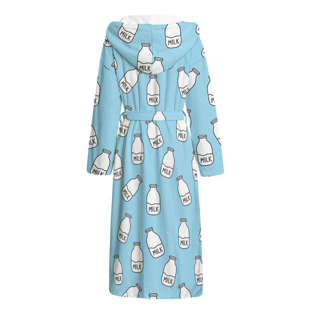 Milk Bottle Cartoon Pattern Print Hooded Bathrobe