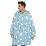 Milk Bottle Cartoon Pattern Print Hoodie Blanket