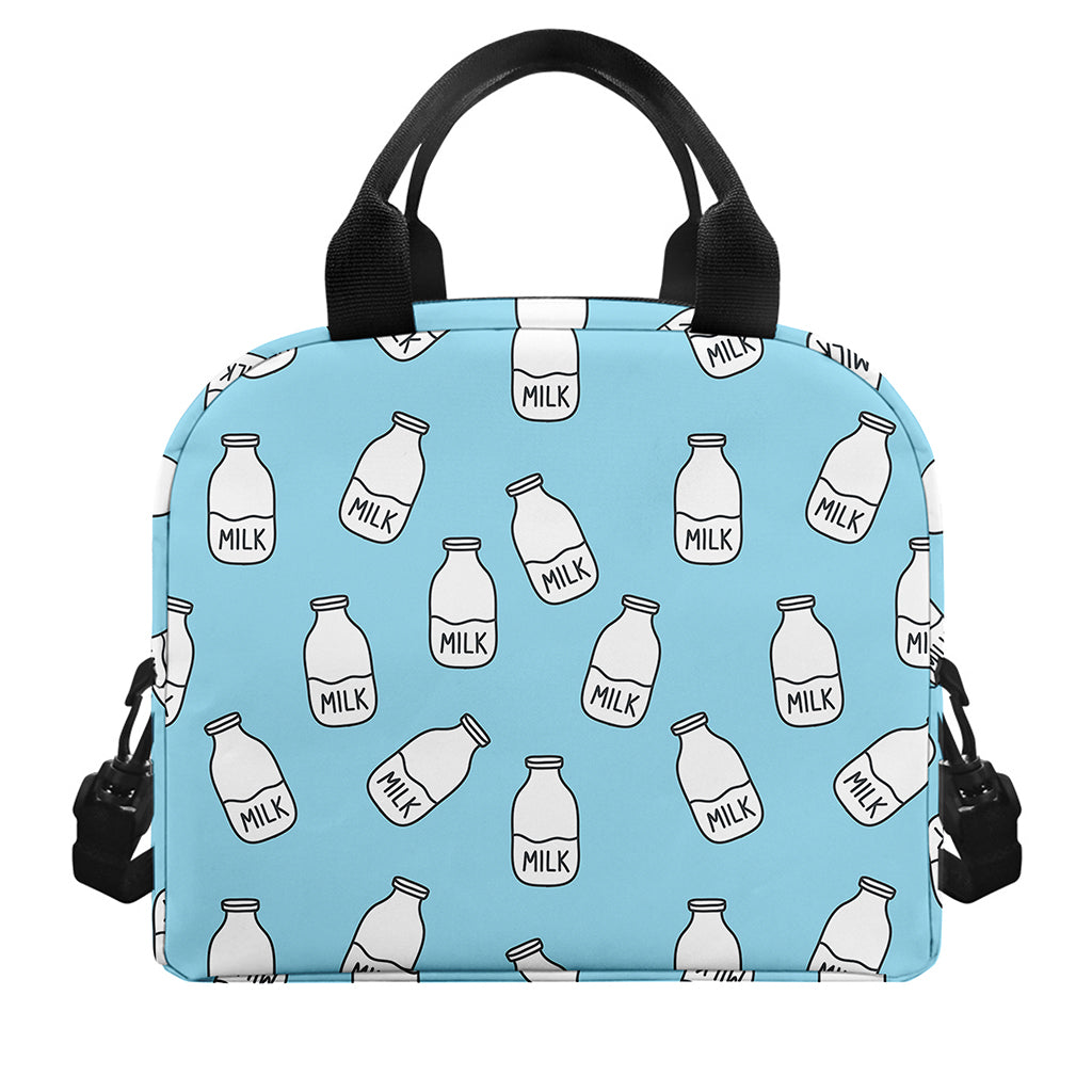 Milk Bottle Cartoon Pattern Print Insulated Lunch Bag