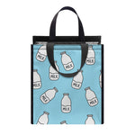 Milk Bottle Cartoon Pattern Print Insulated Lunch Tote