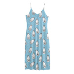 Milk Bottle Cartoon Pattern Print Jersey Midi Cami Dress