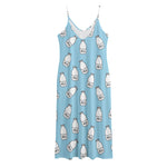 Milk Bottle Cartoon Pattern Print Jersey Midi Cami Dress
