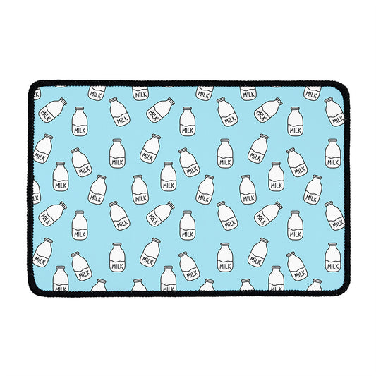 Milk Bottle Cartoon Pattern Print Kitchen Mat