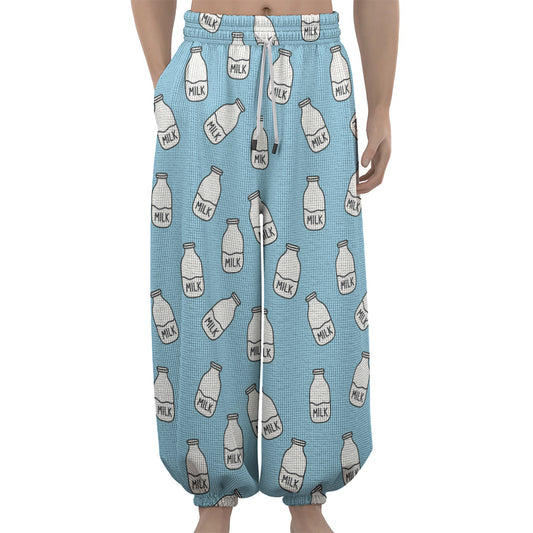 Milk Bottle Cartoon Pattern Print Lantern Pants