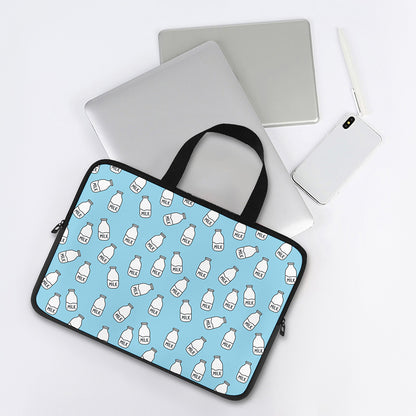 Milk Bottle Cartoon Pattern Print Laptop Sleeve With Handle