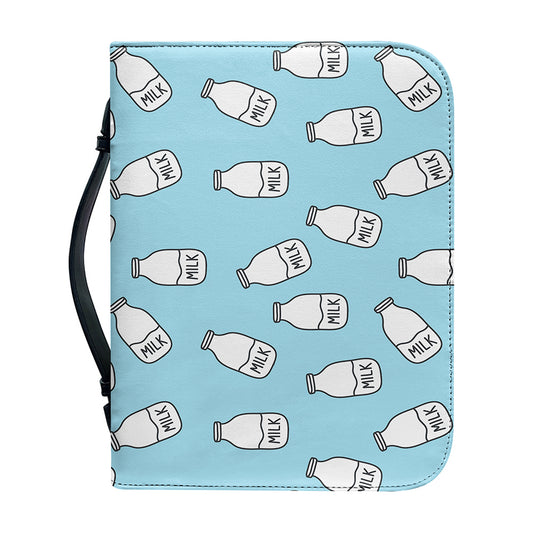 Milk Bottle Cartoon Pattern Print Leather Bible Cover