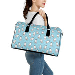 Milk Bottle Cartoon Pattern Print Leather Duffle Bag