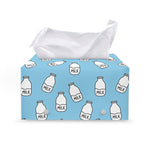 Milk Bottle Cartoon Pattern Print Leather Tissue Box Cover
