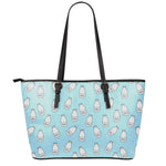 Milk Bottle Cartoon Pattern Print Leather Tote Bag