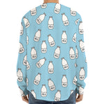 Milk Bottle Cartoon Pattern Print Long Sleeve Baseball Jersey