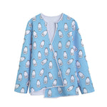 Milk Bottle Cartoon Pattern Print Long Sleeve Short Coat