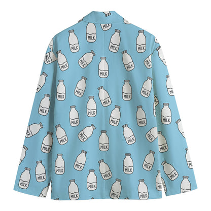 Milk Bottle Cartoon Pattern Print Men's Blazer