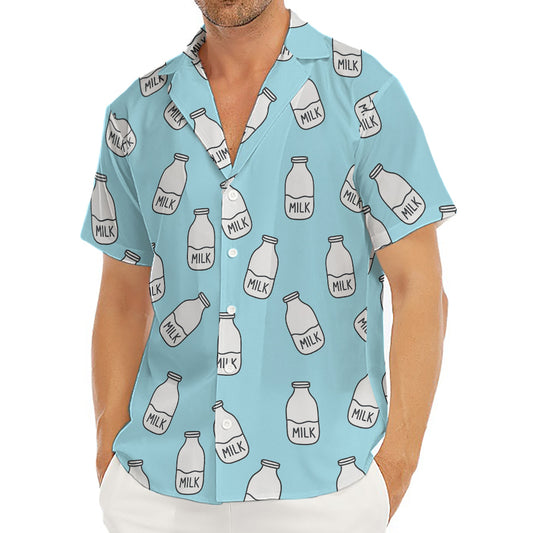 Milk Bottle Cartoon Pattern Print Men's Deep V-Neck Shirt