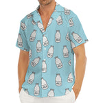 Milk Bottle Cartoon Pattern Print Men's Deep V-Neck Shirt