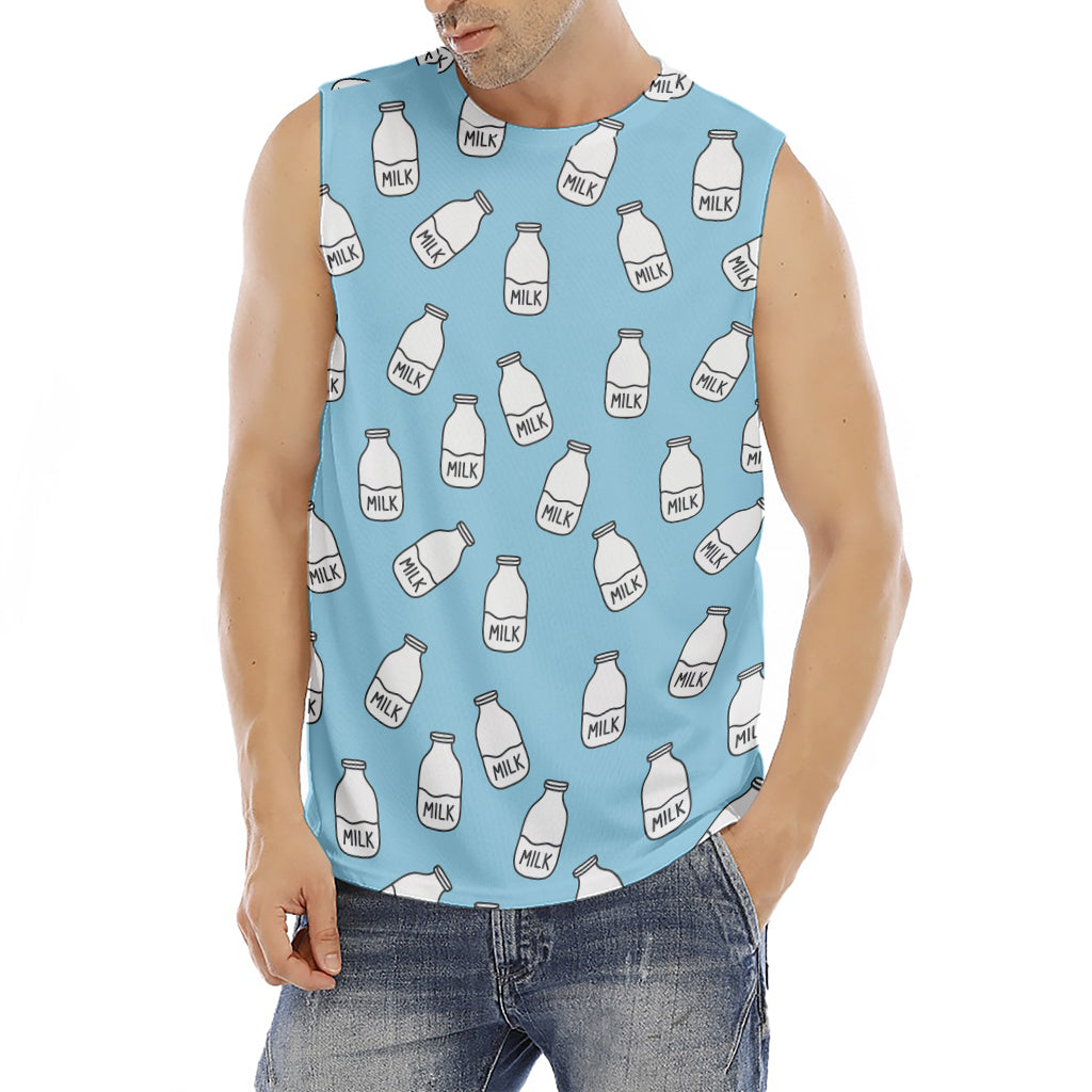 Milk Bottle Cartoon Pattern Print Men's Fitness Tank Top