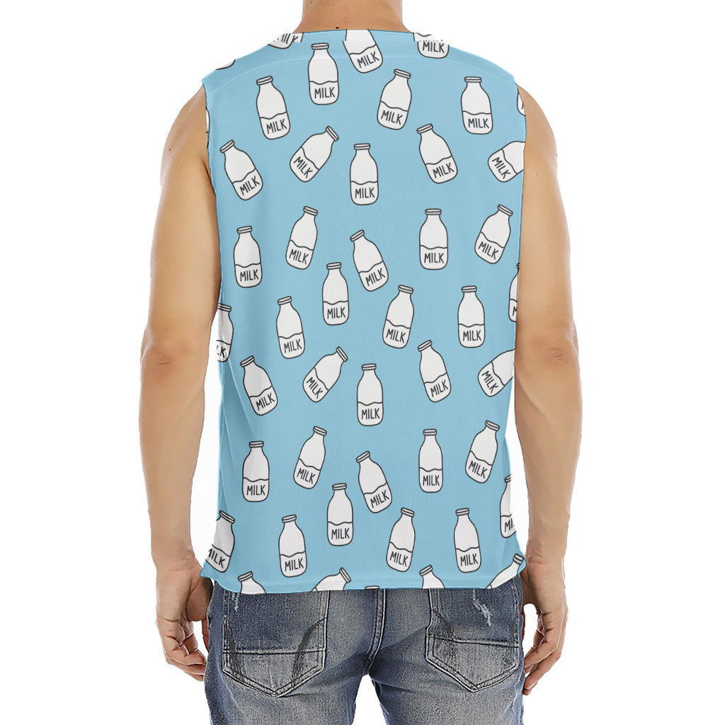 Milk Bottle Cartoon Pattern Print Men's Fitness Tank Top