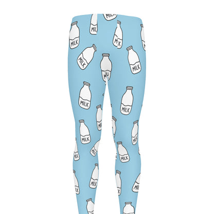 Milk Bottle Cartoon Pattern Print Men's leggings