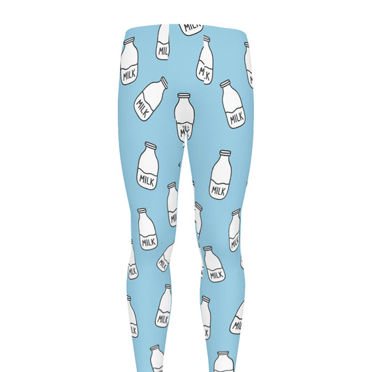Milk Bottle Cartoon Pattern Print Men's leggings