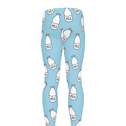 Milk Bottle Cartoon Pattern Print Men's leggings