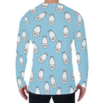 Milk Bottle Cartoon Pattern Print Men's Long Sleeve T-Shirt
