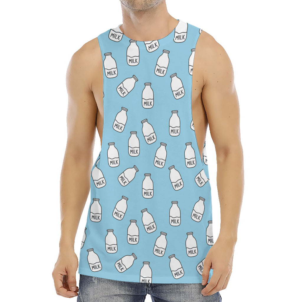 Milk Bottle Cartoon Pattern Print Men's Muscle Tank Top