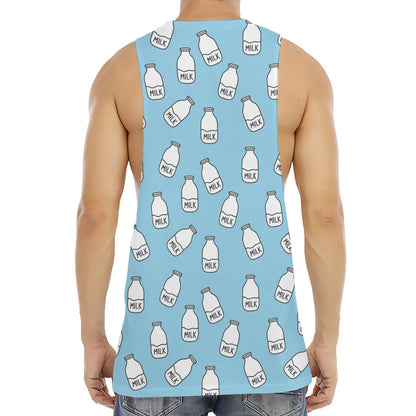 Milk Bottle Cartoon Pattern Print Men's Muscle Tank Top