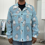 Milk Bottle Cartoon Pattern Print Men's Shirt Jacket