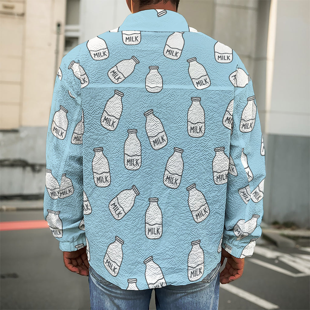 Milk Bottle Cartoon Pattern Print Men's Shirt Jacket