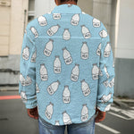 Milk Bottle Cartoon Pattern Print Men's Shirt Jacket