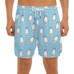 Milk Bottle Cartoon Pattern Print Men's Split Running Shorts