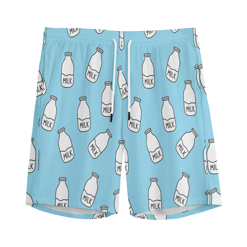 Milk Bottle Cartoon Pattern Print Men's Sports Shorts